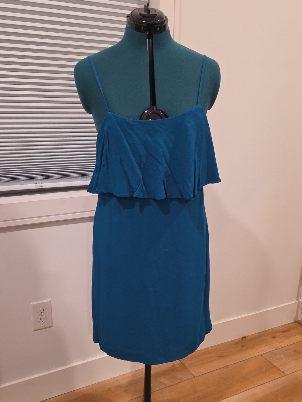 JCrew Teal Spaghetti Strap Ruffle Dress